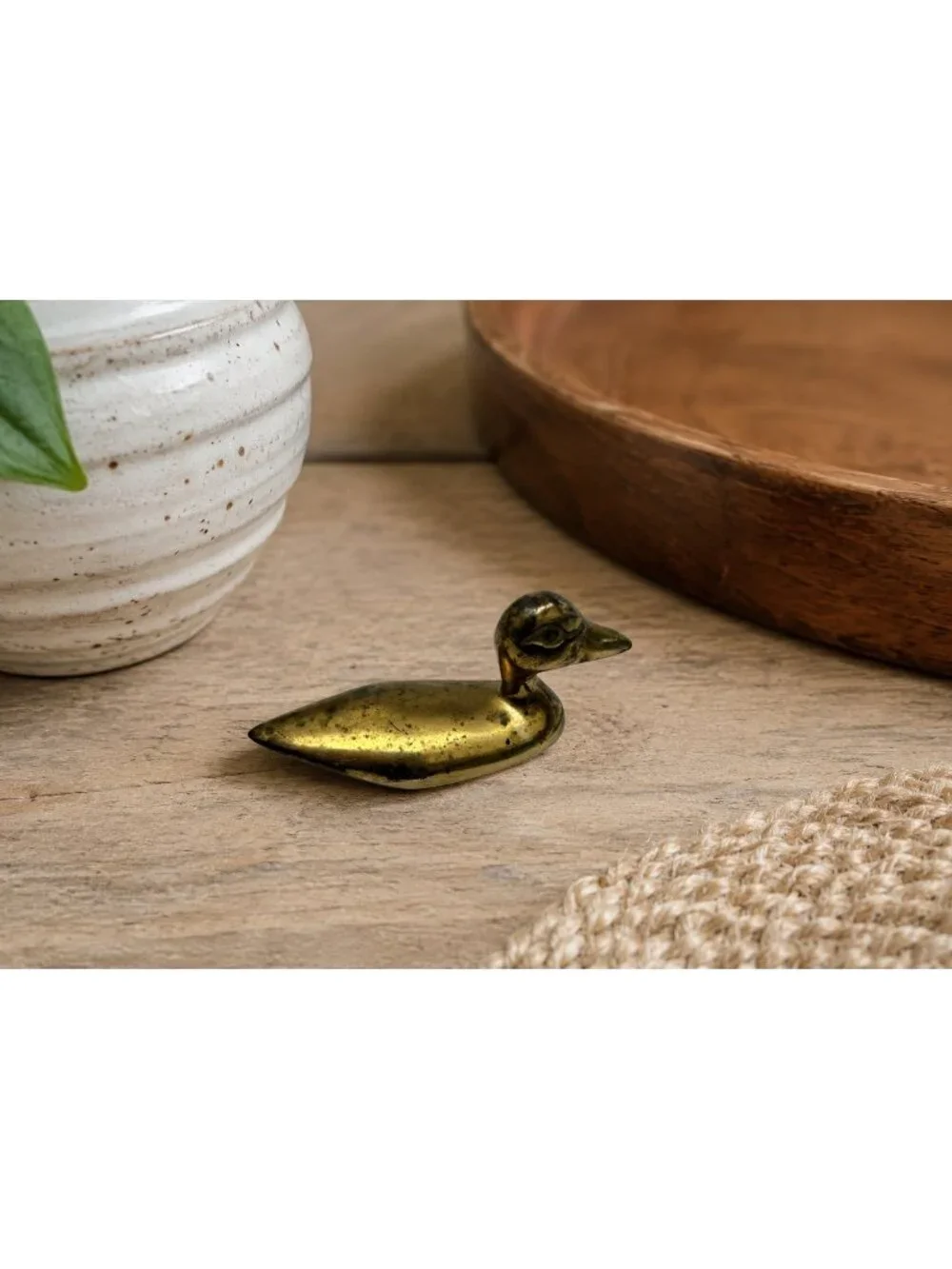 Vintage Solid Brass Mini Duck MCM Mid Century Modern Figurine Minimalist Decor